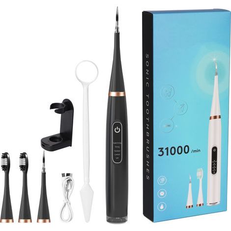 Brosse à dents électrique avec détartreur noir-AquaForge (1/5)