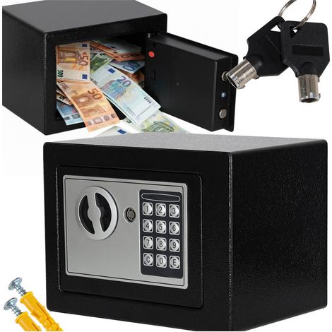 Cassaforte domestica con tastiera elettronica e serratura a chiave, montaggio a parete. (1/5)