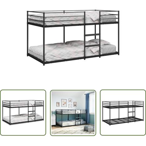 vidaXL Etagenbett ohne Matratze Schwarz 80x200 cm Stahl
