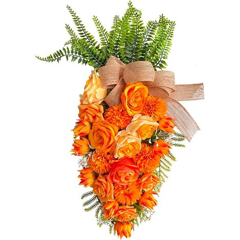 Guirlande Carotte - Décor de Pâques pour Porte Fenêtre Cheminée - Forme de Carotte Artificielle - 22 x 50 cm - 1 Pièce (1/5)