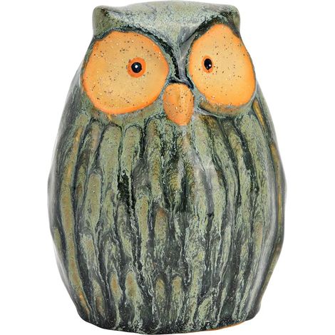 Hibou décoratif en faïence verte 11 cm