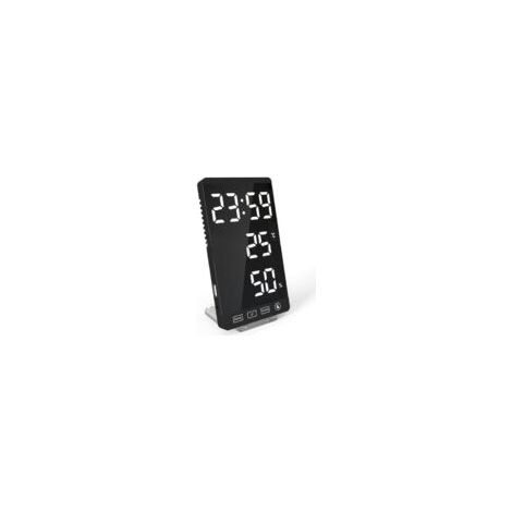 LED-Spiegeluhr, Thermometer und Hygrometer im elektronischen Stil mit Wetterfunktion. – Crezuo
