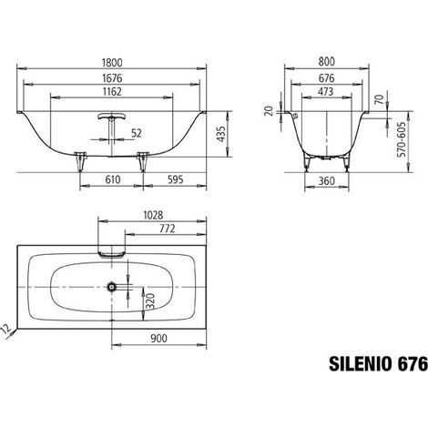 KALDEWEI Baignoire SILENIO 676, 180x80x43,5 cm, 267600011001