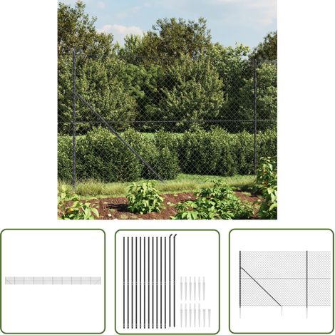 The Living Store Clôture à mailles losangées avec ancrage anthracite 1,4x25 m - Clôture - Clôture En Maille - Clôture Cyclique - Clôture Métalliques - Clôture Jardin (1/5)