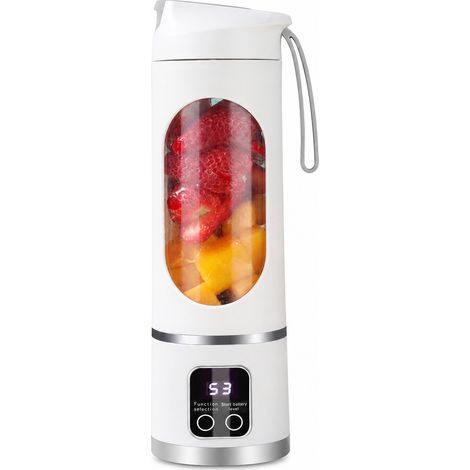 Blender Portable Rechargeable 7,4 V Blanc, Gourde Mixeur Électrique pour Jus et Smoothies à la Maison ou en Voyage (1/5)
