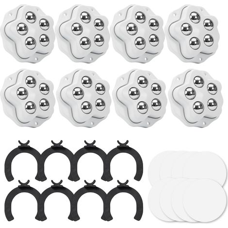8 PCS Petite Roulettes pour Meubles, Roulettes Pivotantes Auto-Adhésives à 360 Degrés Avec 5 Billes en Acier pour Petit Électroménager Machine à Café (1/5)