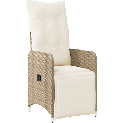 Maison Exclusive - Sedia Reclinabile da Giardino con Cuscini Beige in Polyrattan