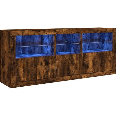 Credenza con Luci LED Rovere Fumo 162x37x67 cm vidaXL (1/5)