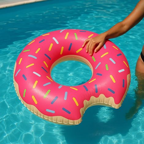 Bouée Gonflable Géante Forme Donut 105 cm Mulitcolore pour Enfants et Adultes Piscine ou Plage (1/5)