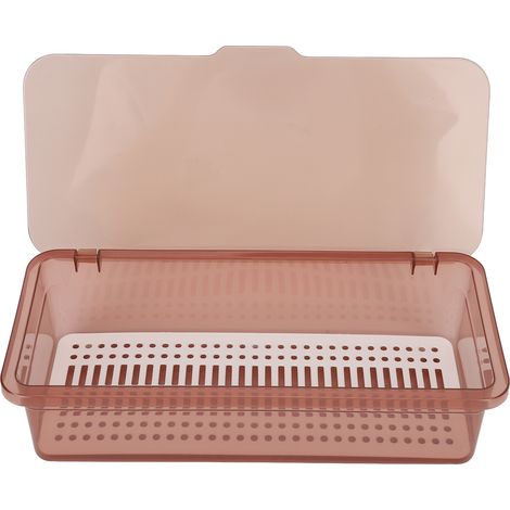 Organisateur de Maquillage Transparent Portable avec Couvercle Anti-Poussière en PC pour Salon ou Bureau (1/5)