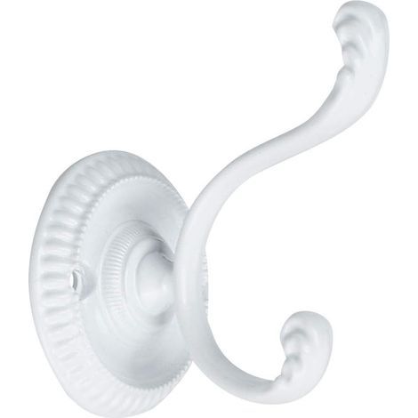 gancio appendiabiti da parete per accappatoio/asciugamano, gancio per porta del bagno/cucina, in lega di zinco con vite, bianco (1/5)