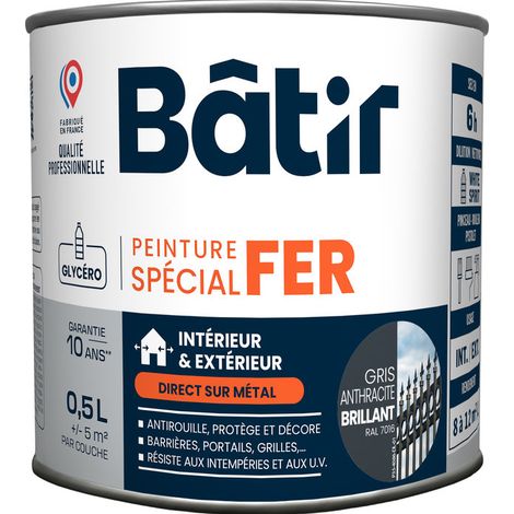 Peinture Fer Brillante Gris Ral 7016 Protection Anticorrosion Brillante - Batir Peintures