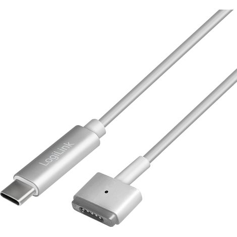 Cable LogiLink USB-C a MagSafe 2, PD, 1,8 m, MacBook Pro/Air 2012-2017, plateado (1/5)