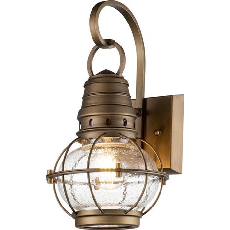 Elstead Kichler Bridgepoint Lanterna da esterno a parete in ottone naturale, IP44 (1/5)