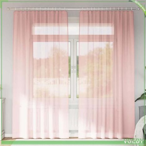 Rideau en voile - FAFEISY - 4102199 - Passe-tringle - 2 pièces - Rose (1/5)