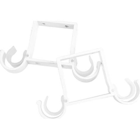 2 supports de fixation à double crochet épais en alliage d'aluminium pour tringle à rideaux (blanc)-13.50X8.50X1.80CM-White (1/3)