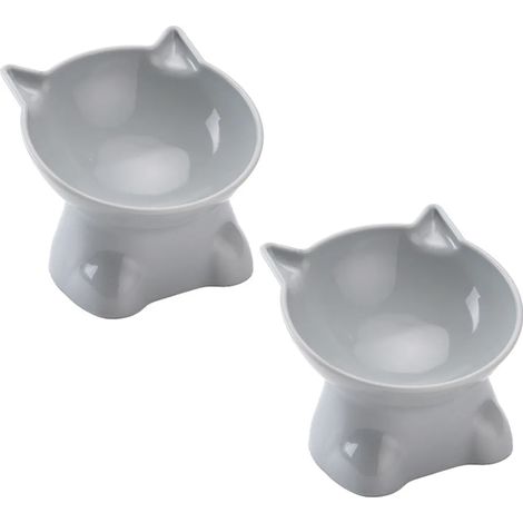 Ensemble de gamelles pour chat, gamelle haute pour chat, gamelle en plastique, gamelle pour chat - gamelle pour nourriture pour chat (1/4)