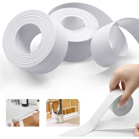 Dichtungsband, 2 Rollen PP-schimmelfestes Wasserdichtes Dichtmasse 22 mm x 3,2 m Selbstklebendes Klebeband Dichtungsstreifen Fugendichtungsband für Küche Bad Badewanne Keramikfliesen Wandeckenlinie