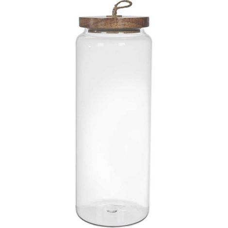 Bocal en Verre Transparent avec Couvercle Acacia H27,5cm / 185cl (1/3)