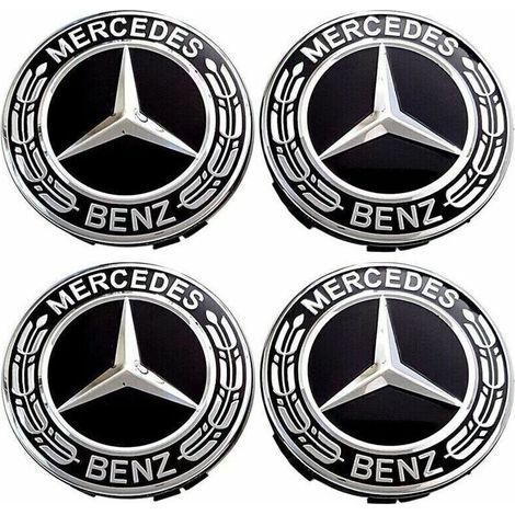 4 pièces Cache Moyeux - Compatible with Mercedes Benz - 75mm - Cache de Roue Centrale - ABS - Accessoires de Voiture (1/5)