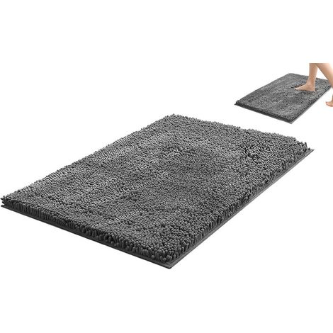 Tapis de bain extra doux et absorbant, lavable en machine, pour le sol de la salle de bain - Gris clair 40 x 60 cm (1/3)