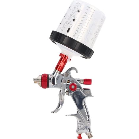 Ej.Life Asixxsix Gravity Feed Air Spray Gun, G1/4 Air Inlet HVLP Automotive Paint Spray Gun mit 1,4 Mm 1,7 Mm 2,0 Mm Düse, Auto Paint Sprayer Kit für Haushalts-, Möbel- und Industriegrundierungen A (1/5)