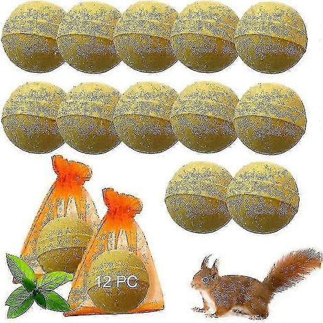 Répulsif à écureuils (paquet de 12), répulsif à tamias, répulsif naturel à la menthe poivrée, compatible avec les mangeoires à oiseaux et les greniers, sans danger
