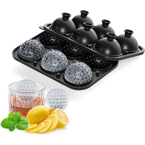 Pair Moule à Boules de Glace en Silicone, Moule à Glaçons à Grosses Boules, Glaçons ronds en forme de balle de golf pour whisky cocktails café glacé, cadeau balle de golf (1/5)