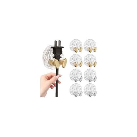 8 Stück selbstklebende Haken, selbstklebende Steckdosenhalter, kein Bohren erforderlich, selbstklebende Kleiderhaken für Kinderzimmer, Küche, Badezimmer, Büro und Steckdosen (Gold+Silber)