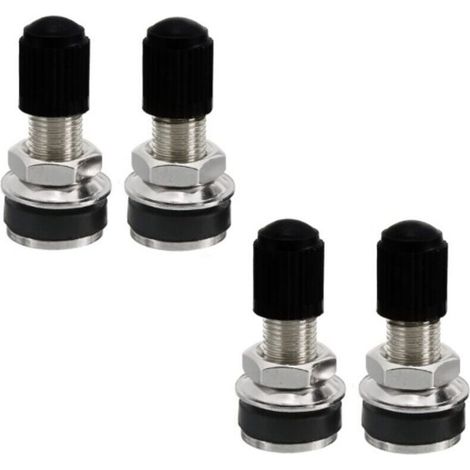 4er-Set schlauchlose Metallventile für Auto-/Motorradreifen mit Staubkappen – 15 x 32 mm – Crezuo