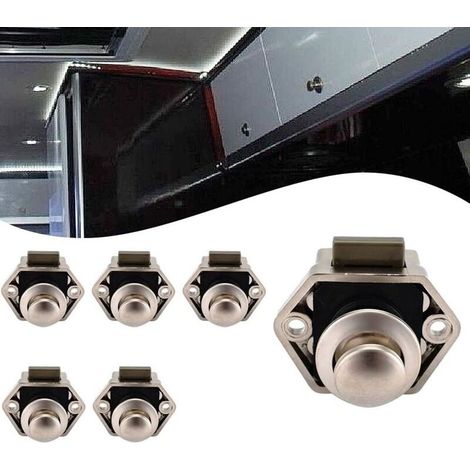 Bouton Poussoir Camping Car - Loquet Serrure Bouton Fermeture Porte Placard pour RV Caravane de Moteur 5 pièces (Nickel) (1/5)