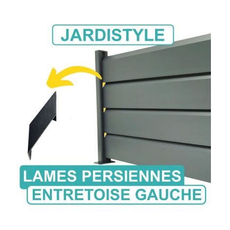 Cloture & Jardin – Entretoise intermédiaire gauche pour lames persiennes aluminium gris anthracite – Accessoire pour poteau – Longueur ajustable – Fixation par rainure