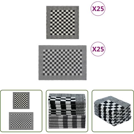 vidaXL Gästetuch - 50-tlg. Handtuch-Set Schwarz und Weiß Baumwolle (1/5)