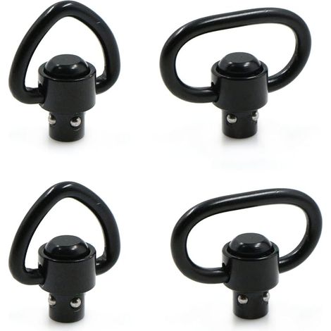Qd Sling Swivel Mount Heavy Duty Quick Release DéTache Push Button-1.25in 2 Point DéTacher Touche Poussoir Clip Loop Strap Detach Raccord Rapide for Straps(4 PièCes,Noir) (1/5)