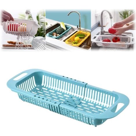 2 en 1 Panier de Vidange L'évier Réglable pour Cuisine avec Bassin en Plastique, Support De Vidange D'évier en Plastique (1/4)