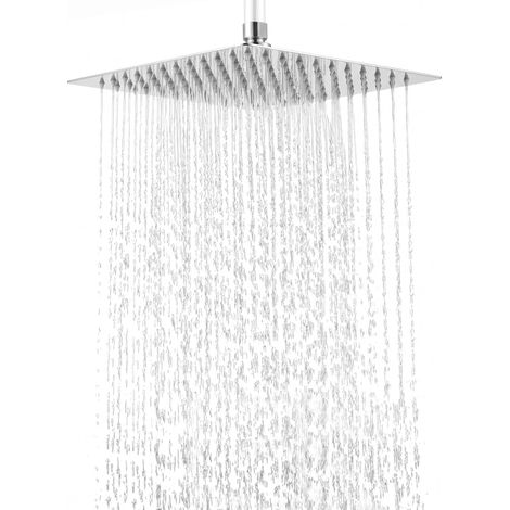 Tete de Douche Pluie Anti Calcaire Inox 30 cm Carrée, Argenté (1/5)