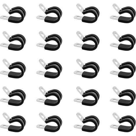 20 Pièces Collier de Serrage en P, 8mm Collier de Fixation de Tubes avec Insert en Caoutchouc, P-Clips de Serrages à Vis en Métal(8 mm) (1/4)
