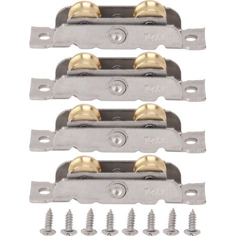 Ensemble de rouleaux de porte coulissante de Patio, 4 pièces, en acier inoxydable, cuivre, roulement à billes, roue pour verre Concave