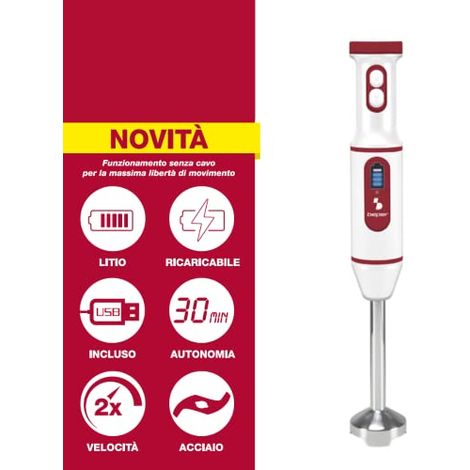 BEPER P102FRU300 Frullatore a Immersione Senza Cavo, Frullatore Ricaricabile USB - Frullatore senza fili Minipimer Passaverdure, Multifunzione (1/4)
