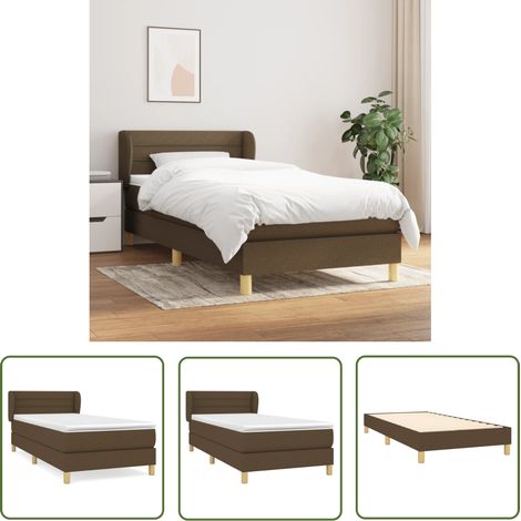 The Living Store Boxspringbett mit Matratze Dunkelbraun 100x200 cm Stoff - Boxspringbett - Doppelbett - Lattenrost - Bettrahmen - Massivholzbette (1/5)