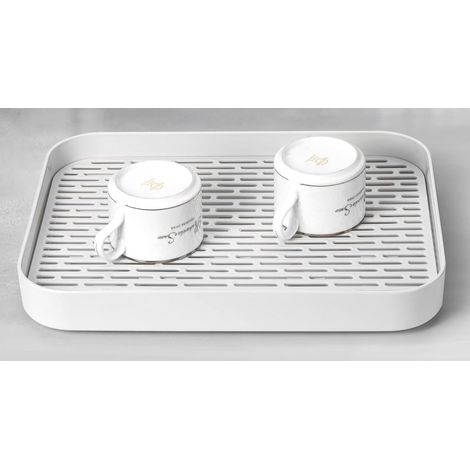 2 Tier Dish Drying Rack with Drip Tray, Tea Tray for Cups, Fruit Bowls, Coffee Utensils (1/5)