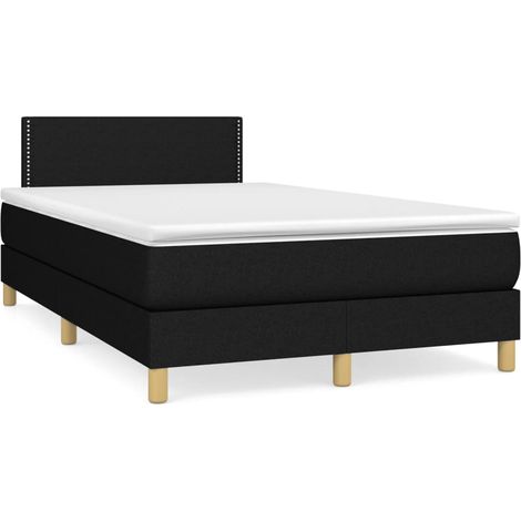 Cama box spring con colchón tela negro 120x190 cm