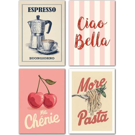 Poster Set A4 (21 x 30 cm) Wall Decoration for Kitchen and Dining Room Style Kitchen Decoration Wall Picture (1/5)
