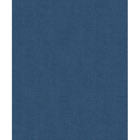 Papier peint uni effet toile lin bleu jean (1/2)