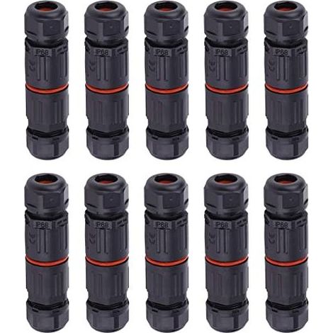10 Pièces IP68 Connecteur électrique étanche 3Pin Boîte de Jonction en Nylon Ignifuge pour Alimentation Réseau équipement de Communication éclairage 0.5mm²2.0mm² (1/5)
