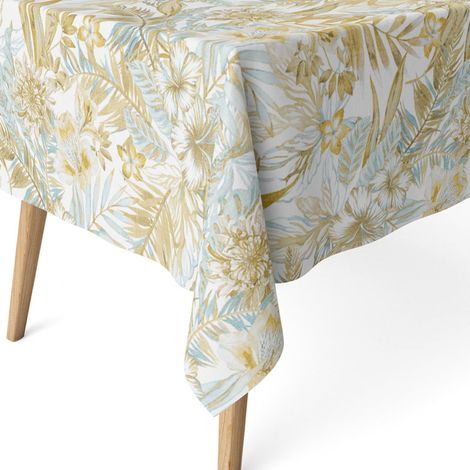 Nappe Anti-Taches enduite Coton Ronde 140 cm Danube Doré (1/5)