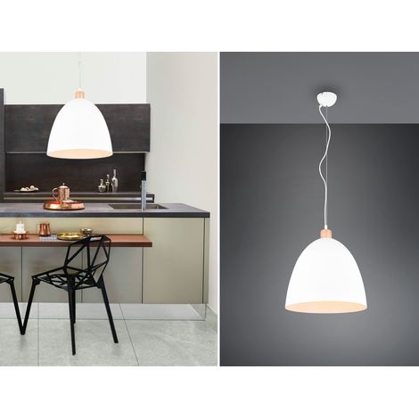 LED Pendelleuchte Lampenschirm Metall/Holz Weiß dimmbar, Ø 40cm (1/5)