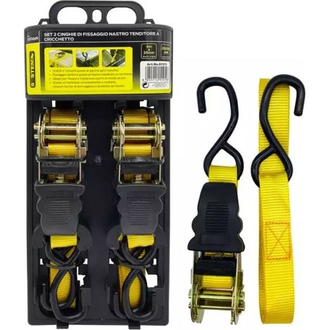 set 2 cinghie a cricchetto 25 mm x 4 mt - system+