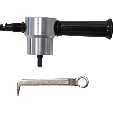 Boxer Coupeur de tôles 13 x 6 cm en acier et aluminium - Fixation pour perceuse, tête rotative 360° pour acier, aluminium, cuivre et plastique (1/4)