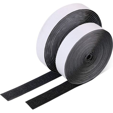 Juego de Cinta Adhesiva Autoadhesiva, 20mm x 5M Cinta de Gancho y Bucle con Fuerte Adherencia para Todo Tipo de Instalaciones de Marcos - 5m Gancho y 5m Bucle (1/5)